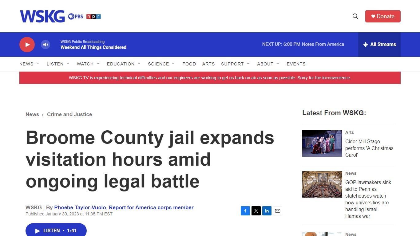 Broome County jail expands visitation hours amid ongoing legal ... - WSKG